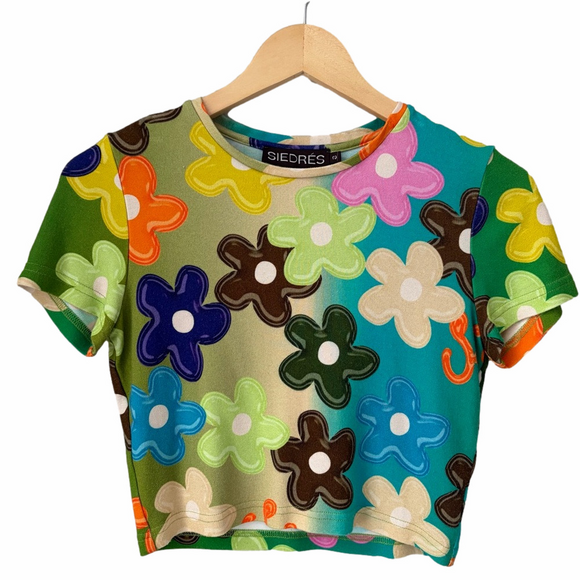 SIEDRES Tops - SIEDRES Size S Vintage Inspired Floral Retro Crop Top - BOHO